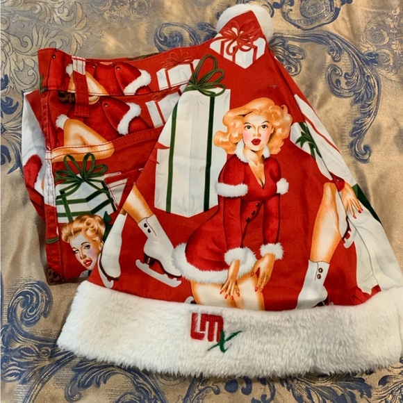 LOUDMOUTH Golf Christmas Capri Pants and Matching hat Size 10 - Picture 9 of 9